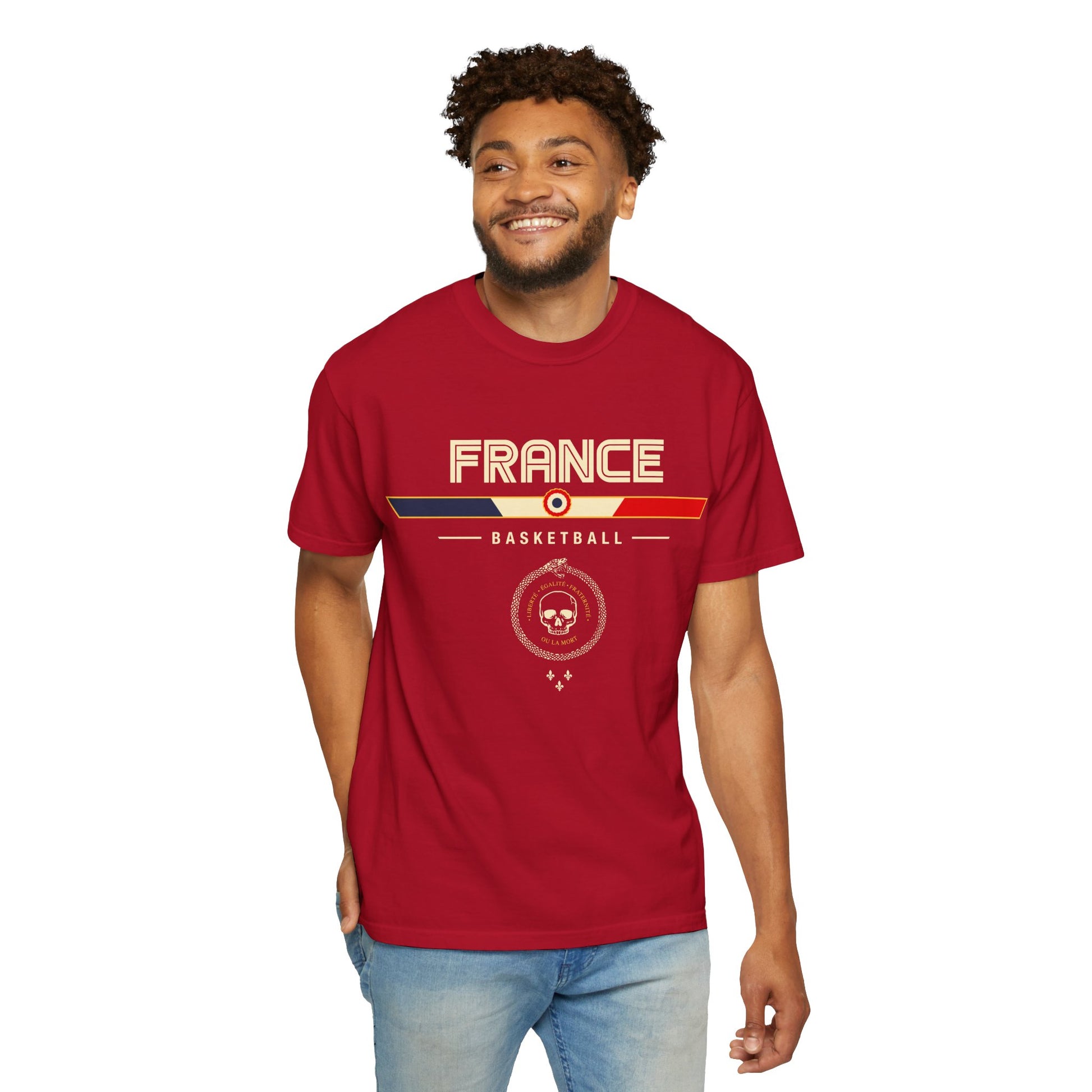 Team France Basketball Tee Lifestyle Front [Red]