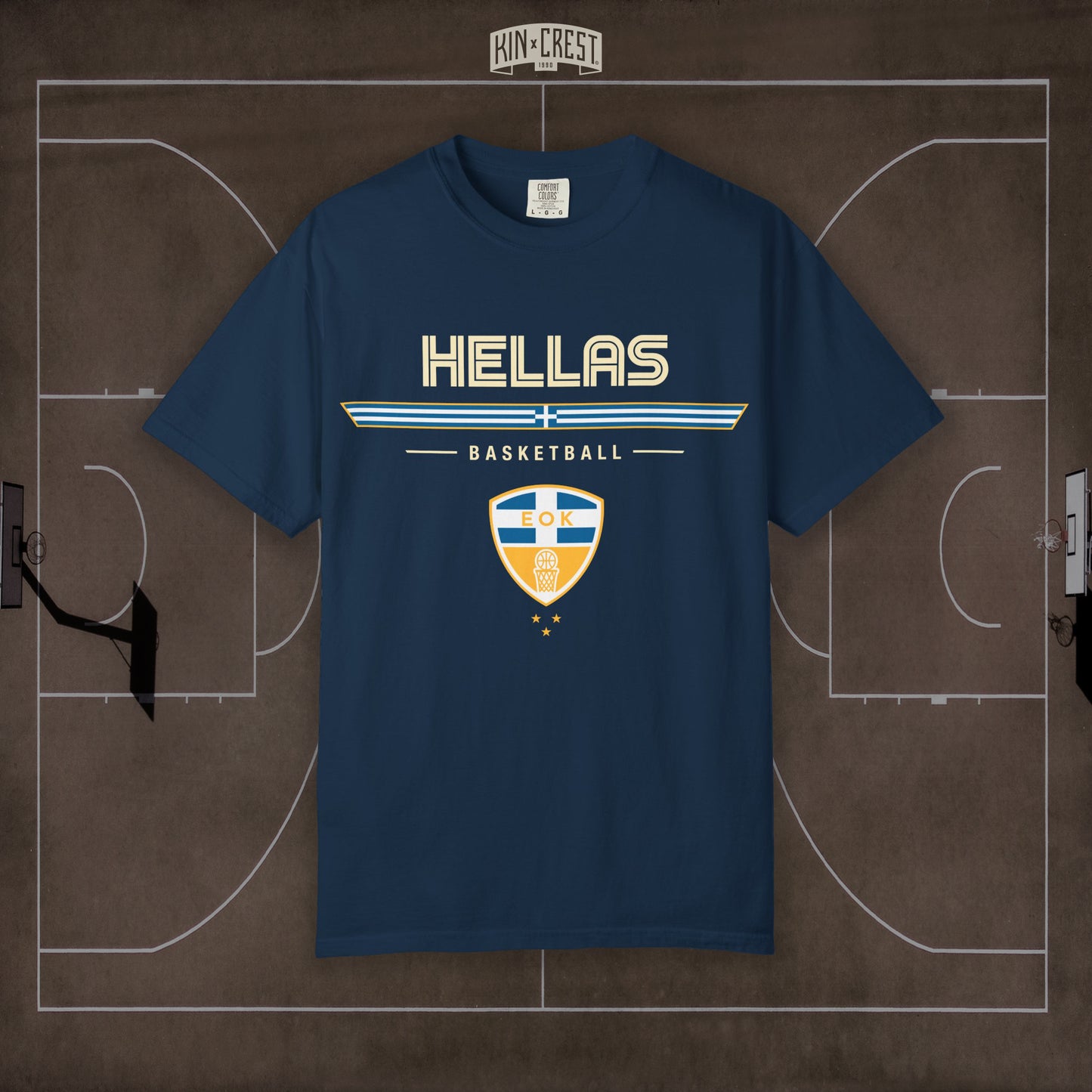 Team Greece Basketball Tee Front [Navy]