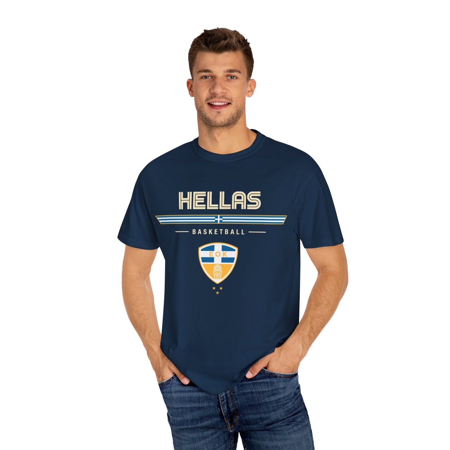 Team Greece Basketball Tee Lifestyle Front [Navy]