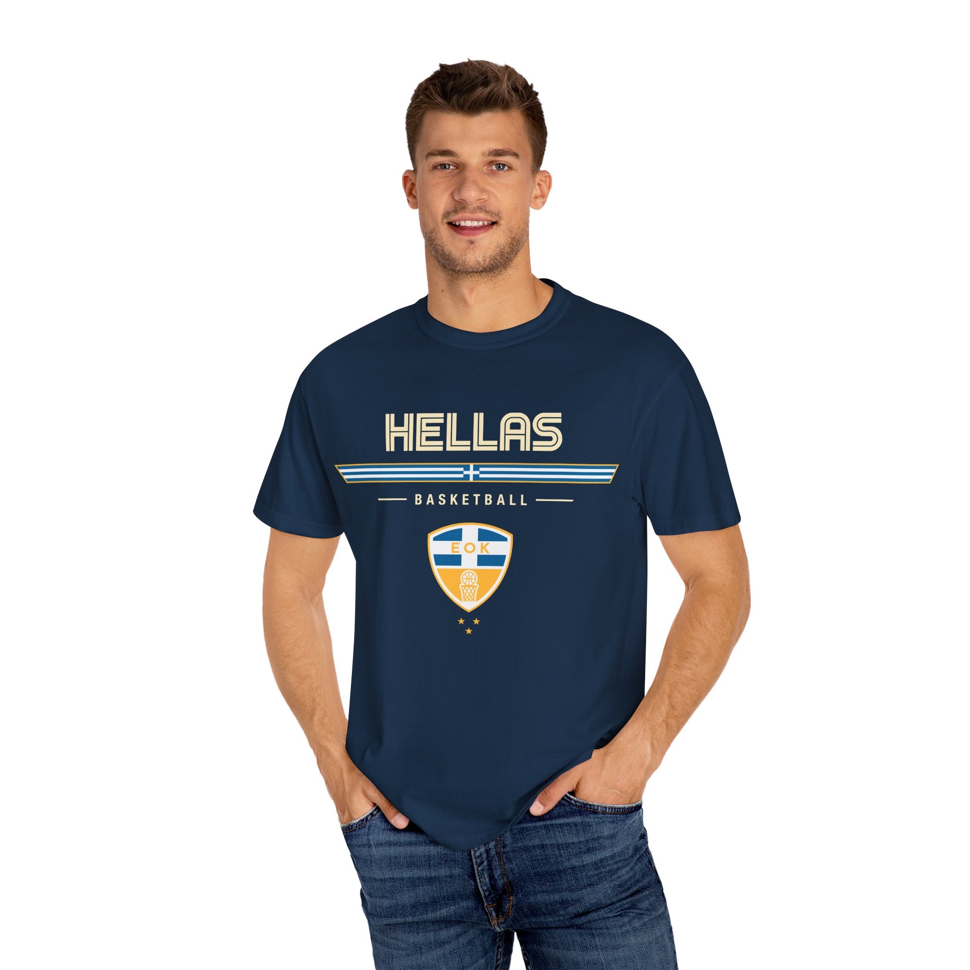 Team Greece Basketball Tee Lifestyle Front [Navy]