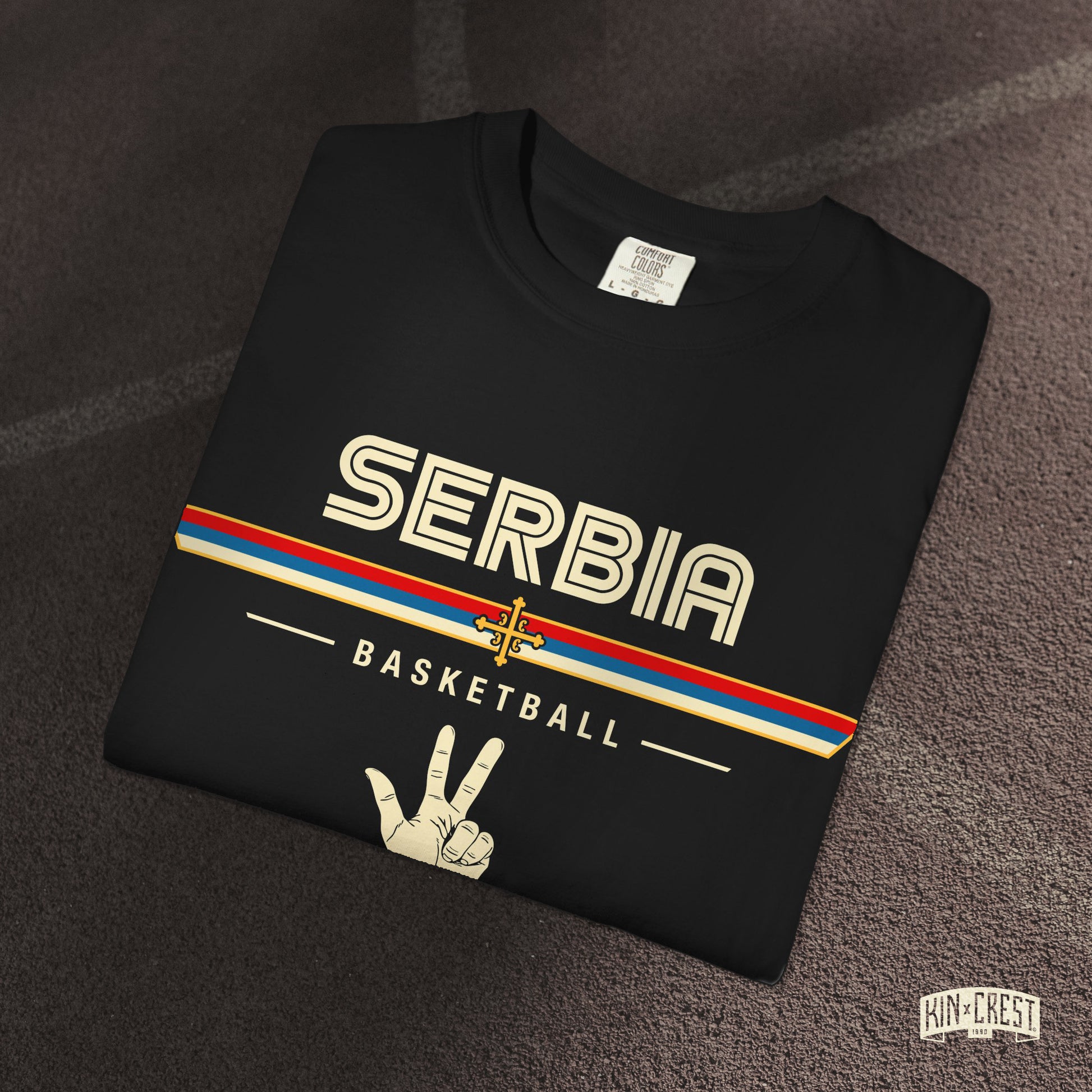 Team Serbia Basketball Tee Folded [Black]