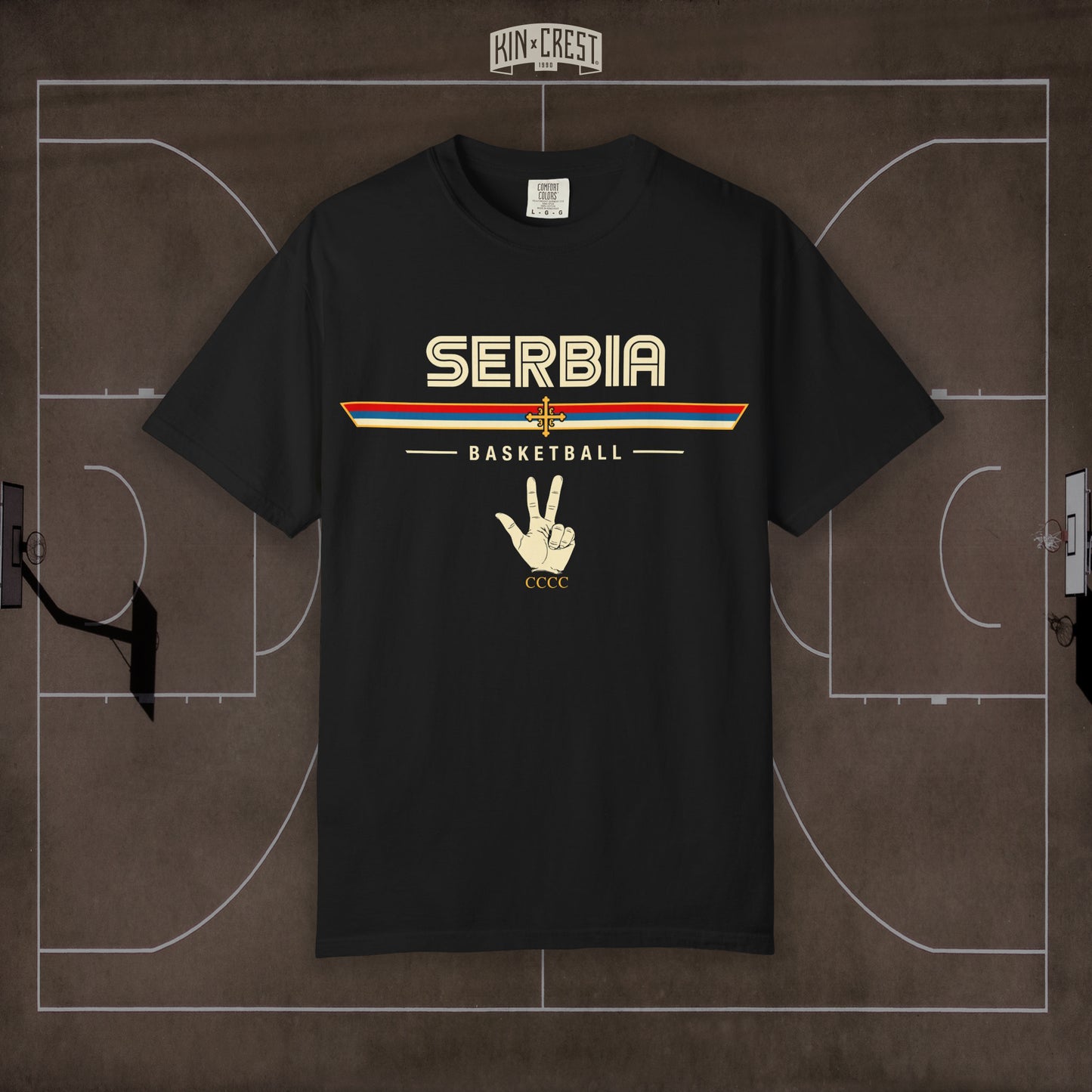 Team Serbia Basketball Tee Front [Black]