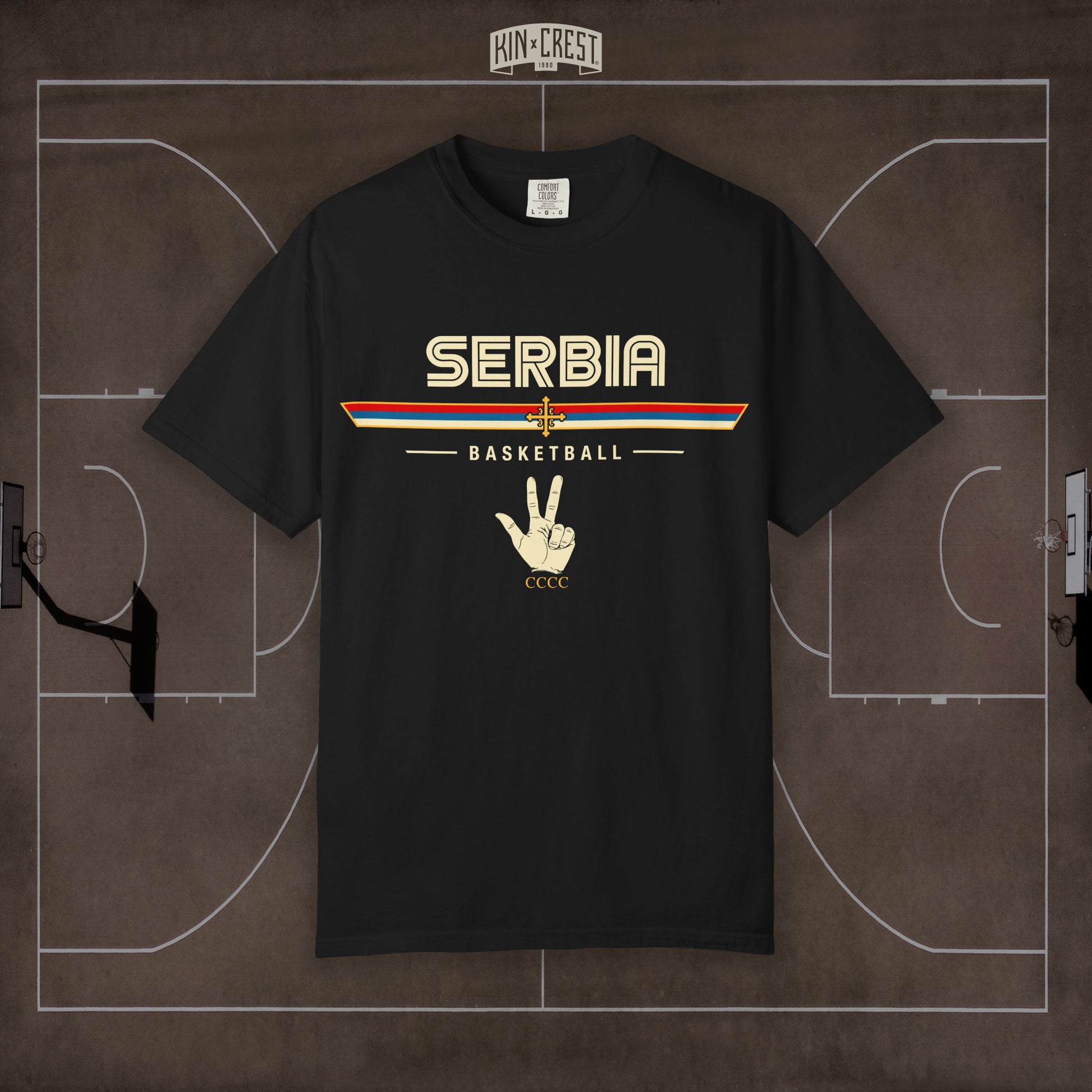 Team Serbia Basketball Tee Front [Black]