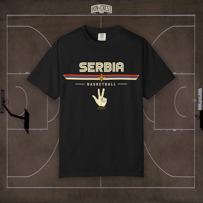 Team Serbia Basketball Tee Front [Black]