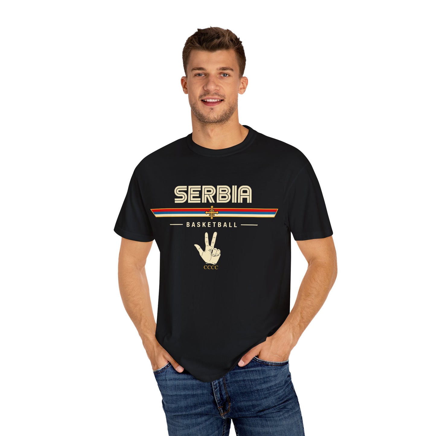 Team Serbia Basketball Tee Lifestyle Front [Black]