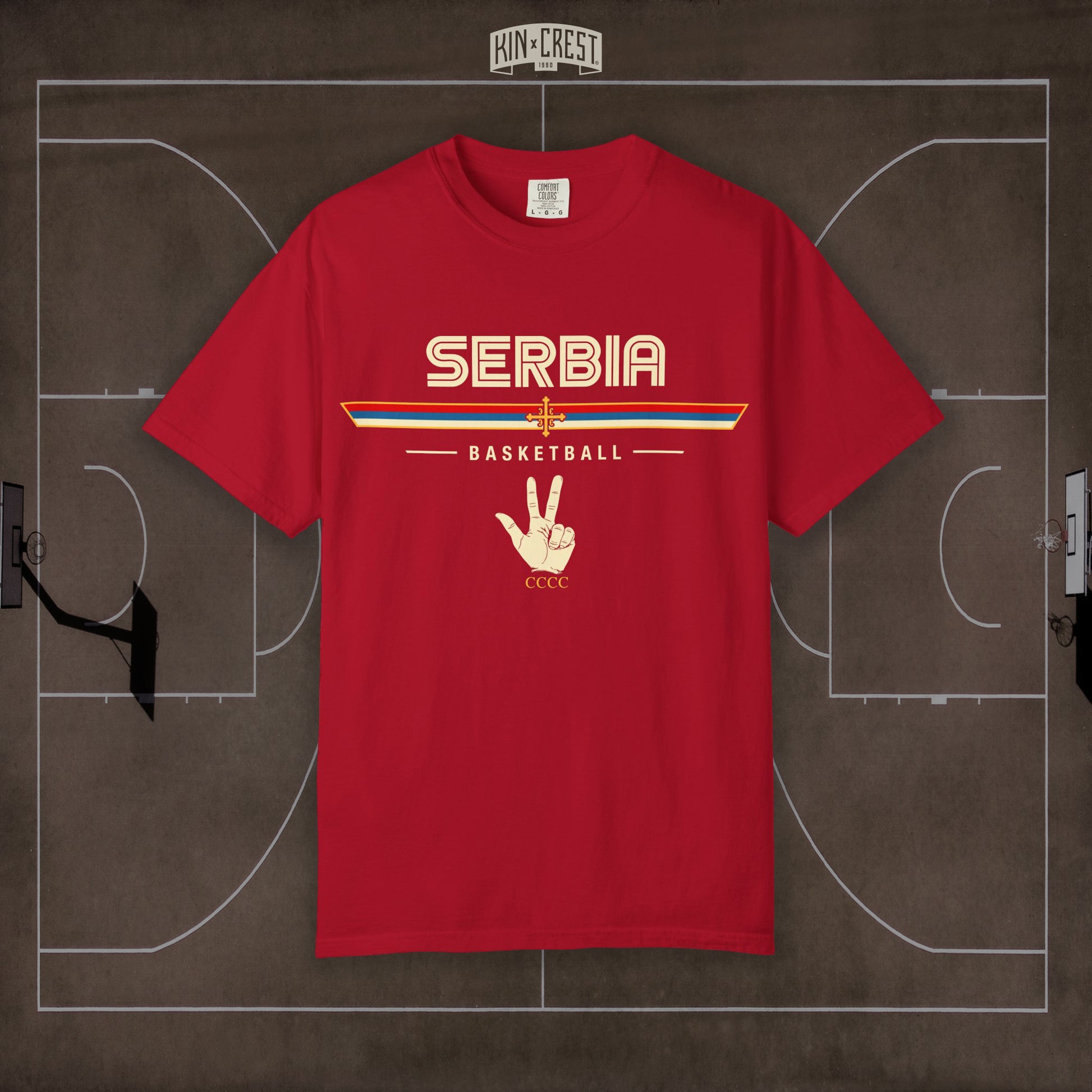 Team Serbia Basketball Tee Front [Red]