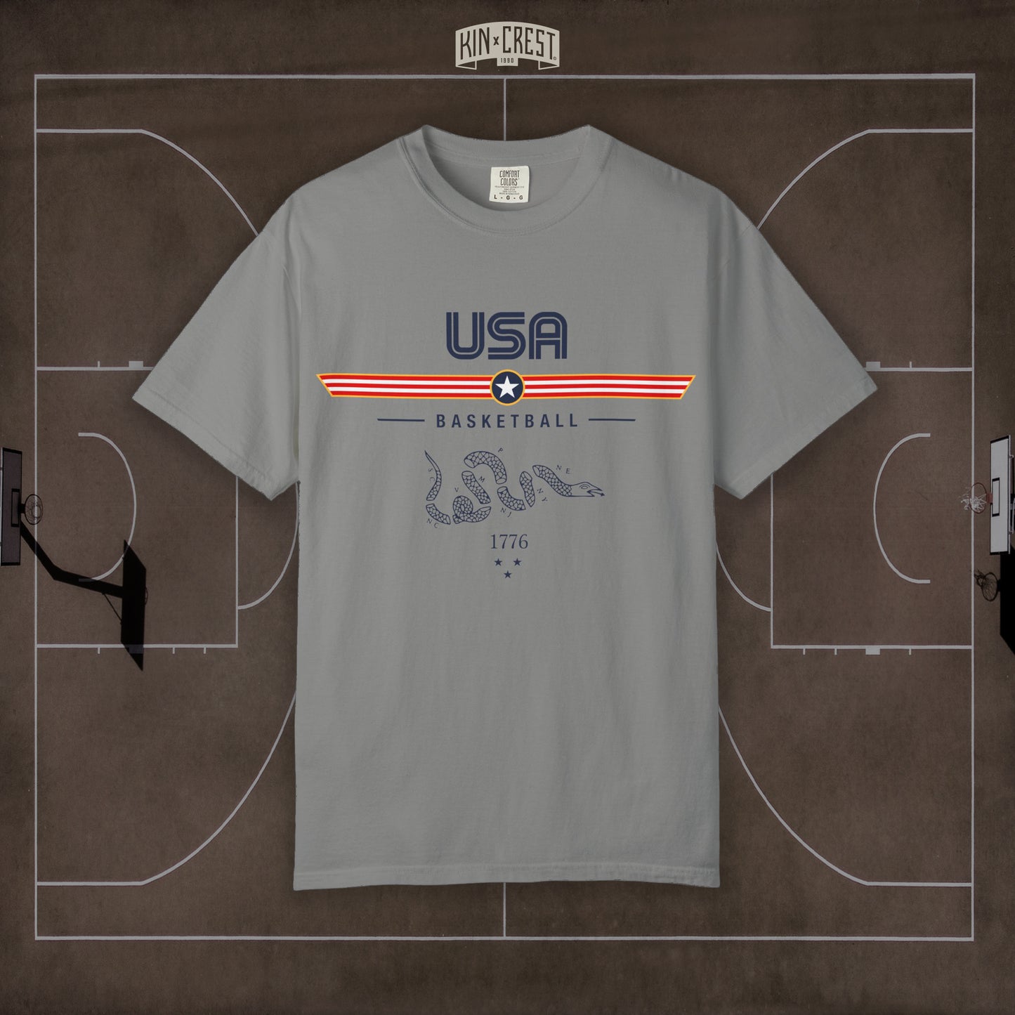 Team USA Basketball Tee Front [Granite]