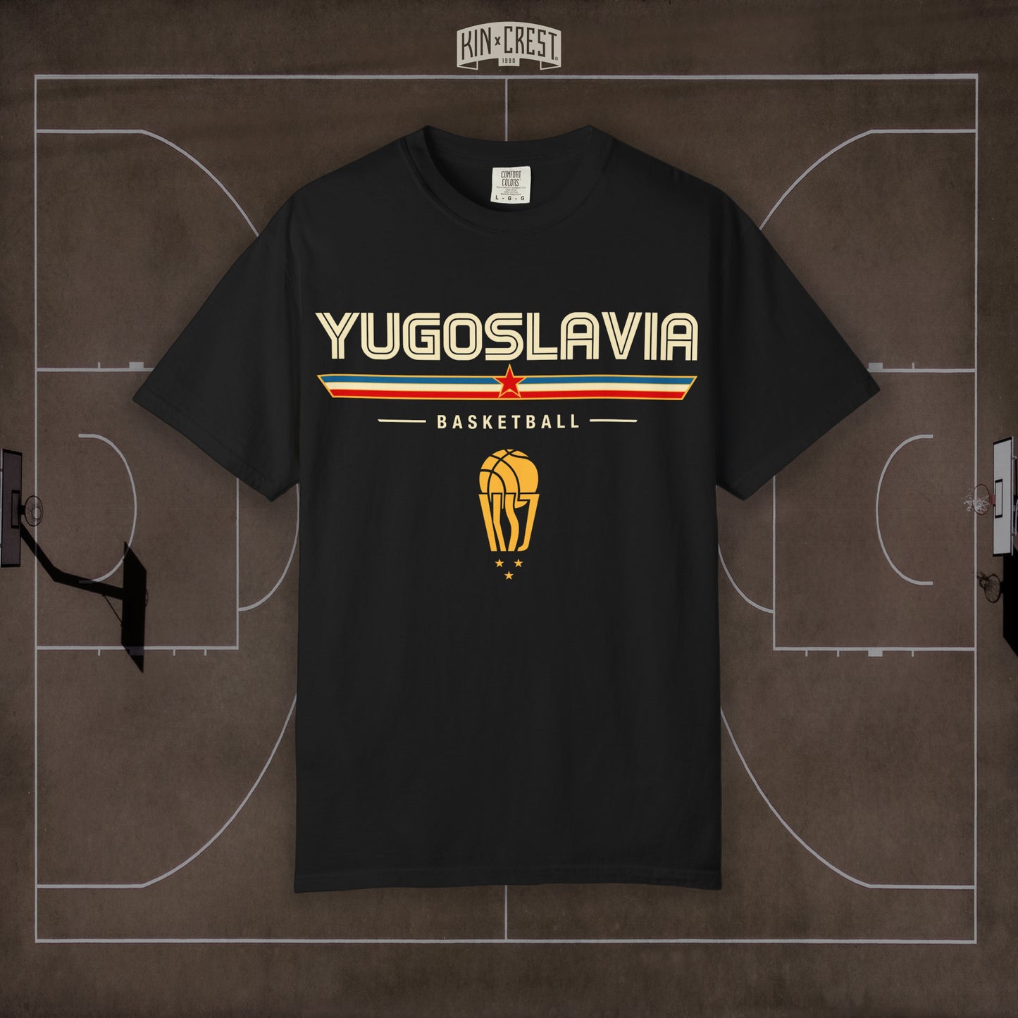 Team Yugoslavia Basketball Tee Front [Black]