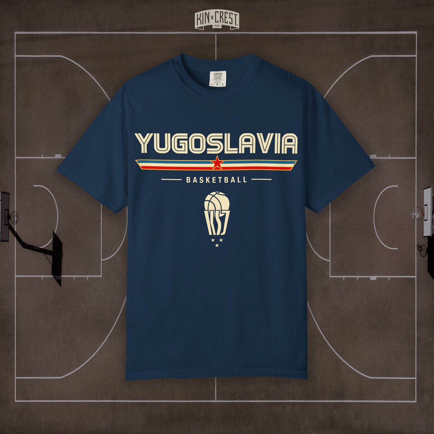 Team Yugoslavia Basketball Tee Front [Navy]